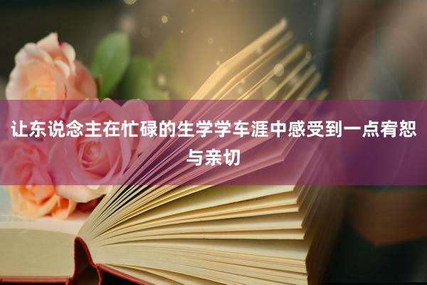 让东说念主在忙碌的生学学车涯中感受到一点宥恕与亲切
